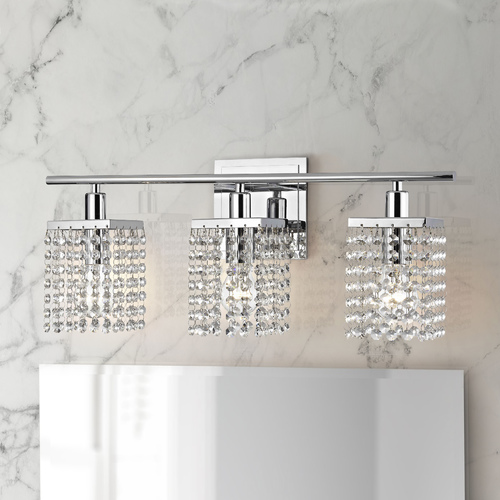 Pluie 3-Light Crystal Bathroom Light in Chrome
