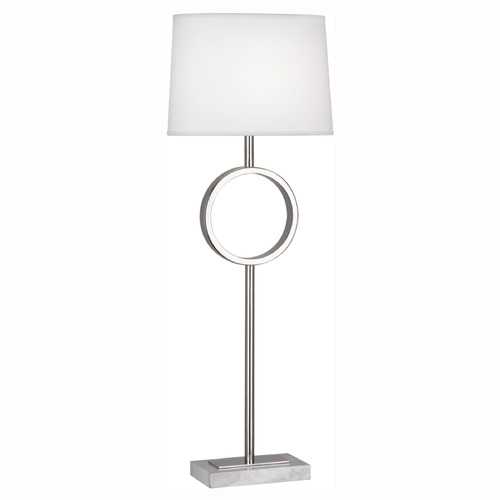 Robert Abbey Logan Polished Nickel / Carrera Marble Table Lamp with Oval Shade