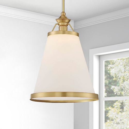 Savoy House Savoy House Lighting Ashmont Warm Brass Pendant Light with Conical Shade 7-130-1-63