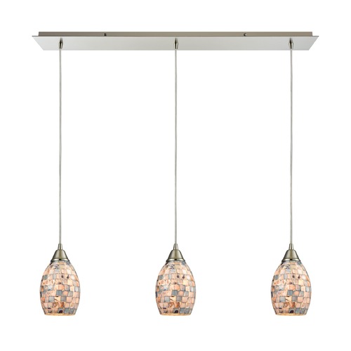 Elk Lighting Elk Lighting Capri Satin Nickel Multi-Light Pendant with Bowl / Dome Shade 10444/3LP