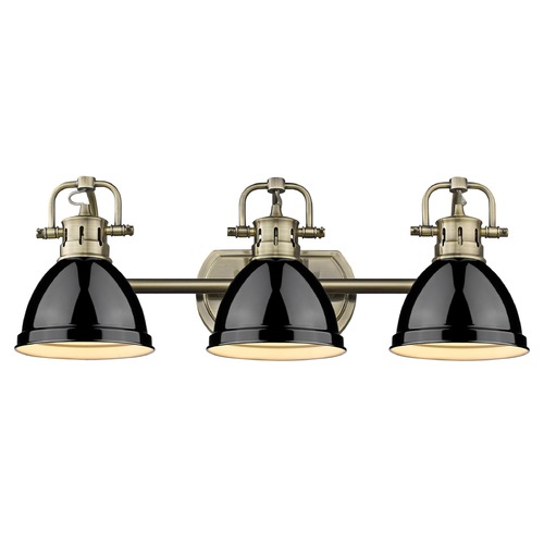 Duncan 24.50-Inch Bath Light in Aged Brass & Black by Golden Lighting