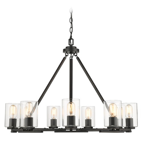 Golden Lighting Monroe Black Chandelier by Golden Lighting 7041-9BLK-CLR