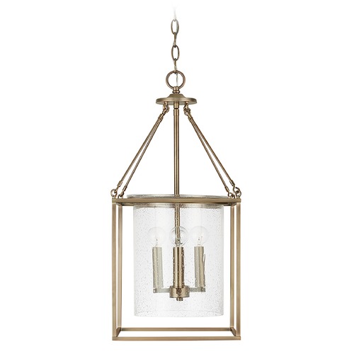 Cooper 4-Light Pendant in Aged Brass with Seeded Glass by Capital Lighting