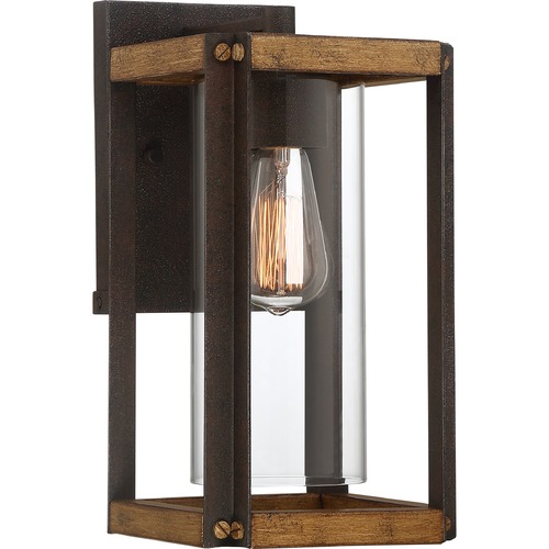 Quoizel Lighting Marion Square Rustic Black & Painted Aged Walnut Wood Outdoor Wall Light by Quoizel Lighting MSQ8407RK