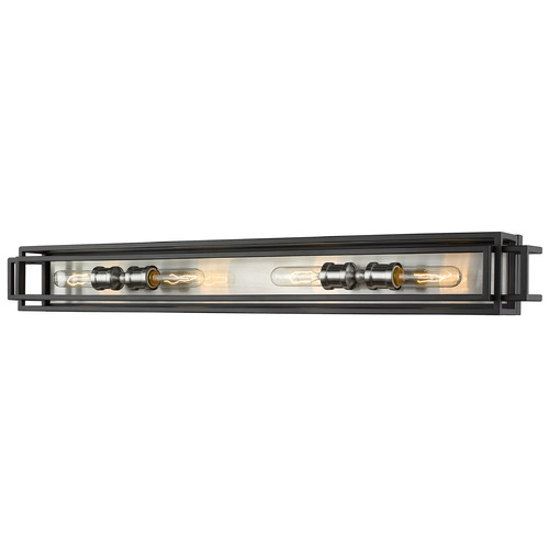 Z-Lite Titania Black & Brushed Nickel Vertical Bathroom Light by Z-Lite 454-4V-BK-BN