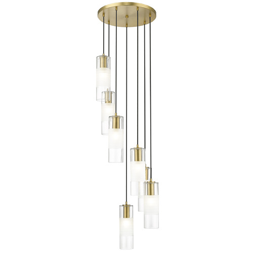 Z-Lite Z-Lite Alton Modern Gold Multi-Light Pendant with Cylindrical Shade 824P-7R-MGLD