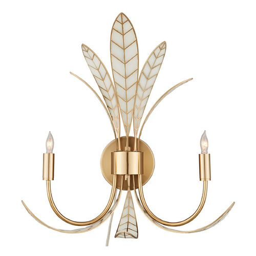 Currey and Company Foliatura Antique Brass / Off-White Sconce