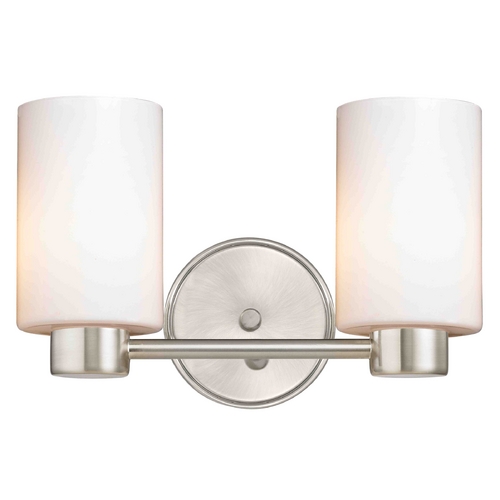 Aon Fuse Modern Satin Nickel Bathroom Light with Cylinder Glass