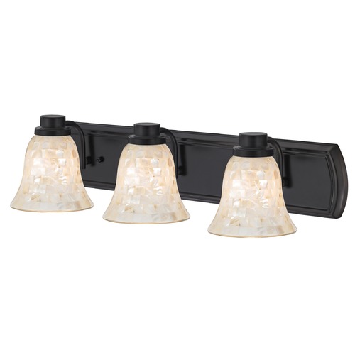 3-Light Mosaic Glass Bath Wall Light in Bronze