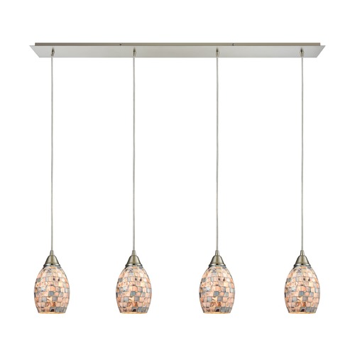 Elk Lighting Elk Lighting Capri Satin Nickel Multi-Light Pendant with Bowl / Dome Shade 10444/4LP