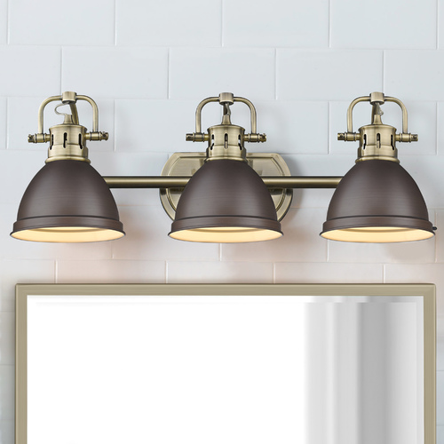 Golden Lighting Duncan 24.50-Inch Vanity Light in Aged Brass by Golden Lighting 3602-BA3 AB-RBZ