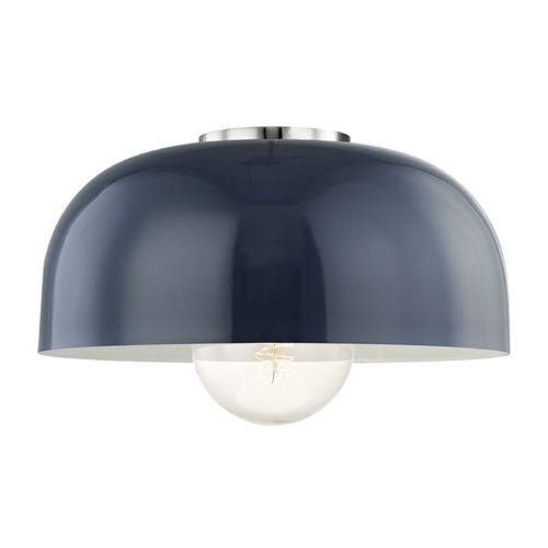 Mitzi by Hudson Valley Avery Polished Nickel & Navy Semi-Flush Mount by Mitzi by Hudson Valley H199501L-PN/NVY