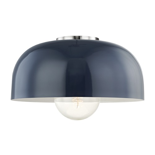 Avery Polished Nickel & Navy Semi-Flush Mount by Mitzi by Hudson Valley
