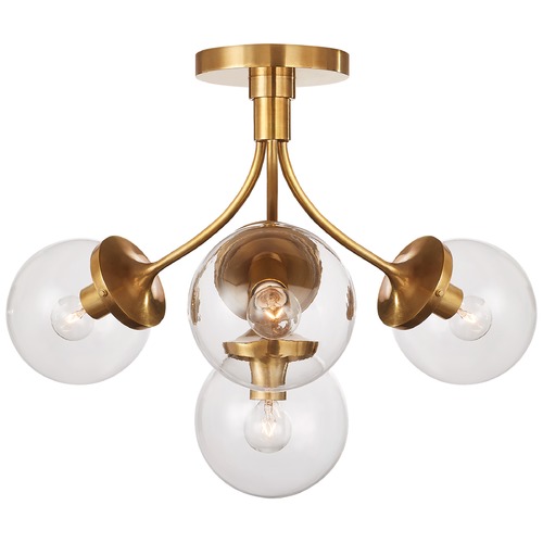 Visual Comfort Signature Collection Kate Spade New York Prescott Semi-Flush in Brass by Visual Comfort Signature KS4407SBCG