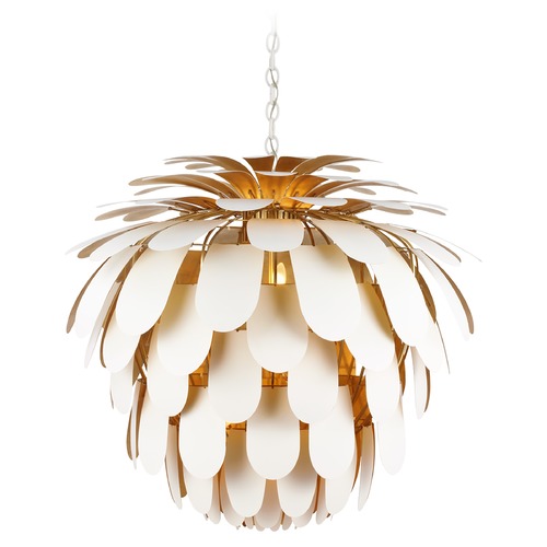 Visual Comfort Signature Collection E.F. Chapman Cynara Chandelier in White & Gild by Visual Comfort Signature CHC5158WHTG