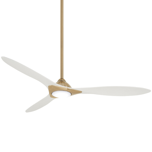 Minka Aire Sleek 60-Inch LED Fan in Soft Brass by Minka Aire F868L-SBR/WHF