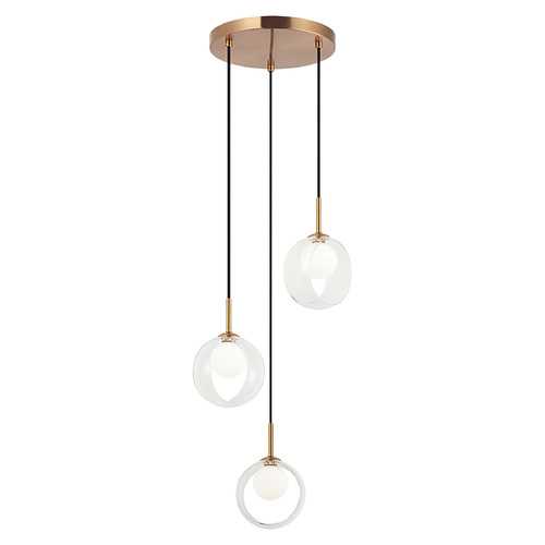 Delcia Aged Gold Brass LED Multi-Light Pendant by Matteo Lighting