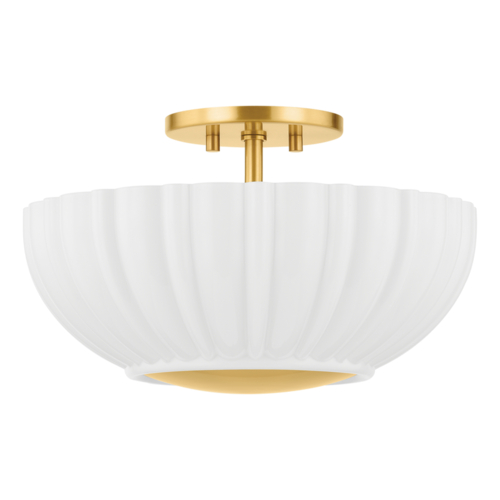 Anne 15-Inch Semi-Flush Mount in Aged Brass by Mitzi by Hudson Valley