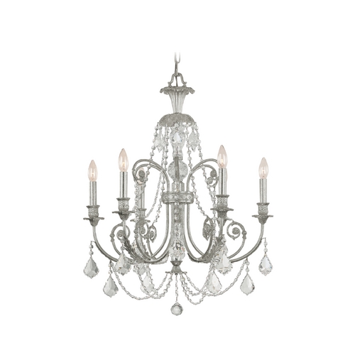 Crystorama Lighting Crystal Chandelier in Olde Silver Finish 5116-OS-CL-SAQ