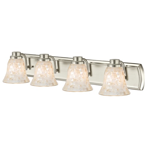 4-Light Mosaic Glass Bath Wall Light in Satin Nickel