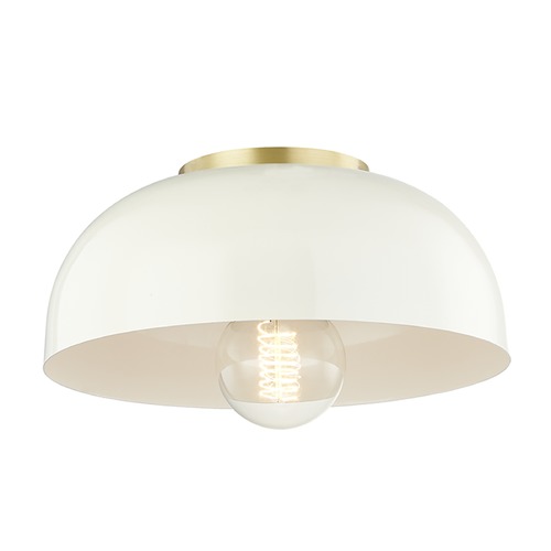 Mitzi by Hudson Valley Avery Aged Brass & Cream Semi-Flush Mount by Mitzi by Hudson Valley H199501S-AGB/CR