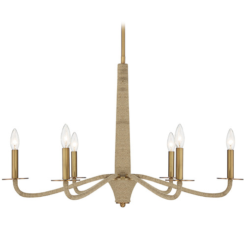 Savoy House Lighting Warm Brass & Rope Chandelier