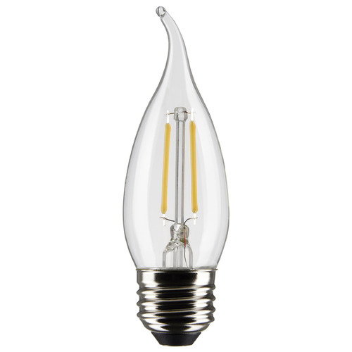 3W CA10 E26 Base Clear LED Light Bulb in 2700K by Satco Lighting