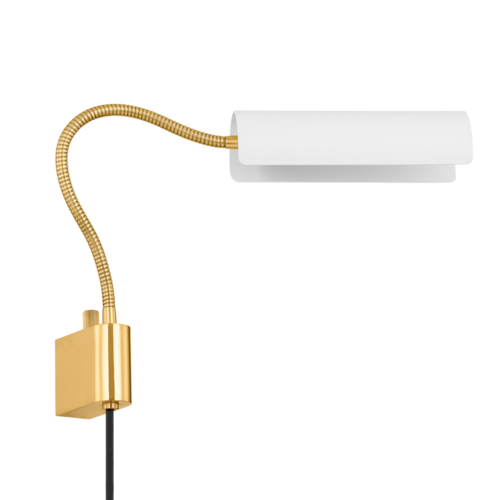 Mitzi by Hudson Valley Cassandra Plug-In Wall Lamp in Aged Brass by Mitzi by Hudson Valley HL842101-AGB/SWH