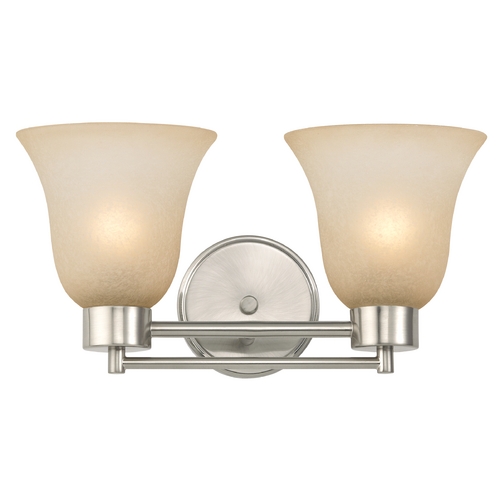 Modern Bathroom Light with Brown Art Glass in Satin Nickel Finish