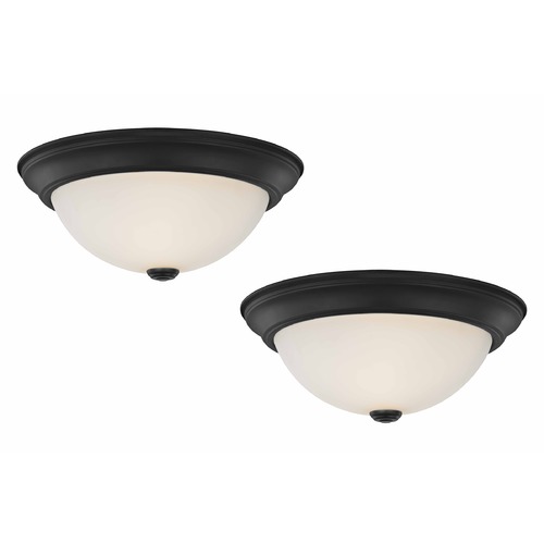 Design Classics Lighting 13-Inch Matte Black Flushmount Light - Pack of Two 613-07/WH (2 PK/1 PAIR)