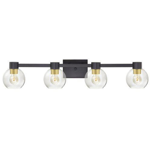 Design Classics Lighting Vashon 4-Light Bath Light in Matte Black & Brass by Design Classics 2104-07 BK SB G1832-CL