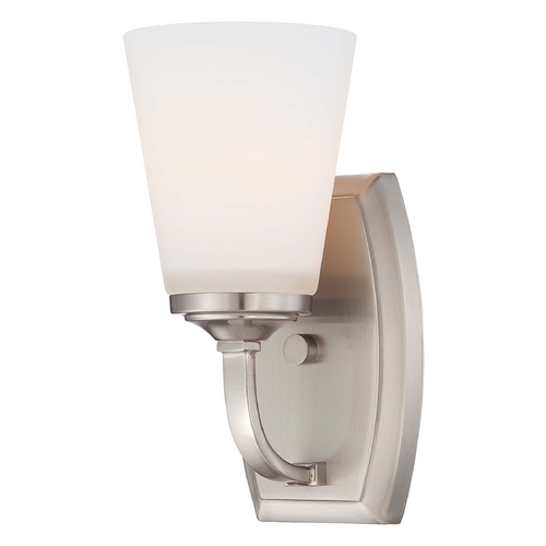 Sconce Wall Light with White Glass in Brushed Nickel by Minka Lavery