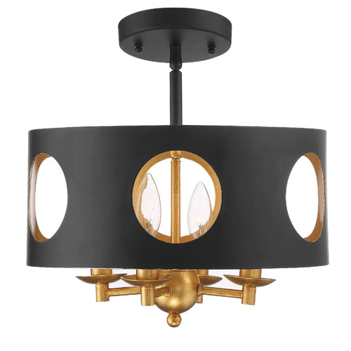 Crystorama Lighting Odelle 14-Inch Semi-Flush Mount in Black & Gold by Crystorama Lighting ODE-700-BK-GA_CEILING
