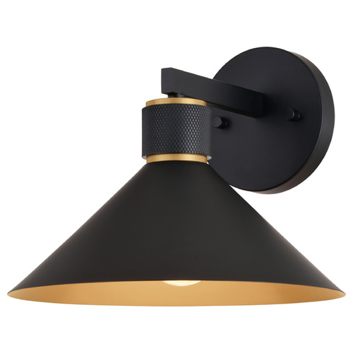 Vaxcel Lighting Dunbar Matte Black & Gold Outdoor Wall Light