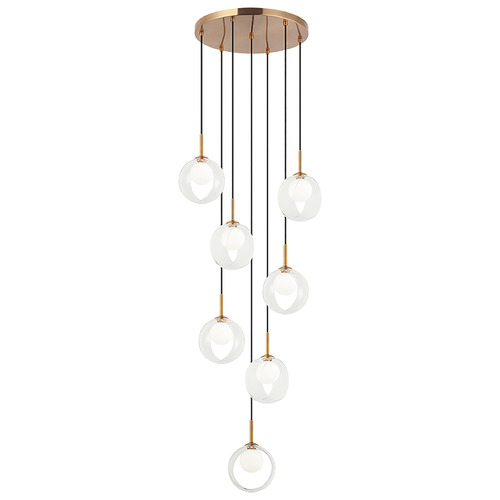 Delcia Aged Gold Brass LED Multi-Light Pendant by Matteo Lighting
