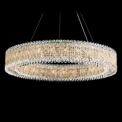 Schonbek Worldwide Lighting Sarella Heirloom Gold Pendant Light with Drum Shade