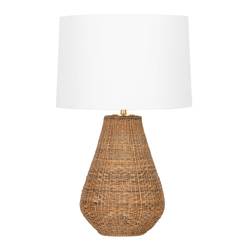 Hudson Valley Lighting Eastbridge Natural Abaca & Vintage Gold Leaf LED Table Lamp with Drum Shade