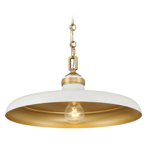 Minka Lavery Crowne Off White Cream & Legacy Brass Pendant Light with Warehouse Shade