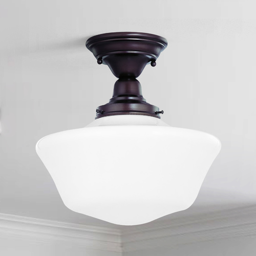 12-Inch Schoolhouse Semi-Flush Ceiling Light In Bronze Finish