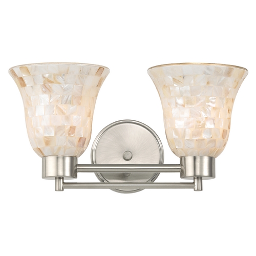 Bathroom Light with Mosaic Glass Glass in Satin Nickel Finish