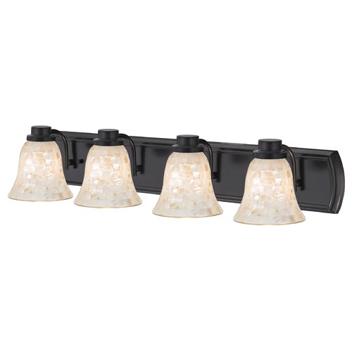 4-Light Mosaic Glass Bath Wall Light in Bronze