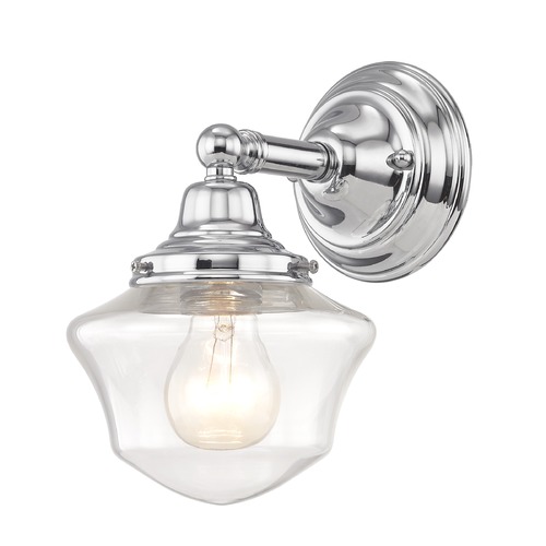 Design Classics Lighting Clear Glass Schoolhouse Sconce Chrome 1 Light 6 Inch Width WC1-26 GC6-CL