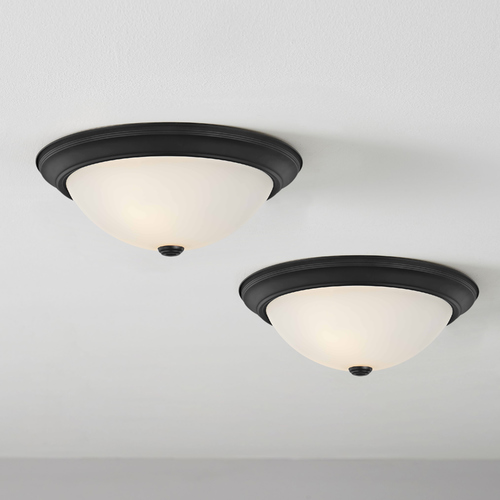 15-Inch Matte Black Flushmount Light - Pack of Two