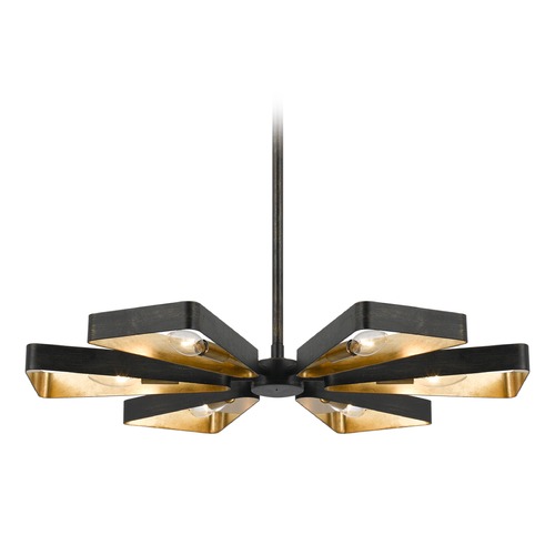 Crystorama Lighting Mid-Century Modern Chandelier Bronze / Gold Luna by Crystorama Lighting 596-EB-GA