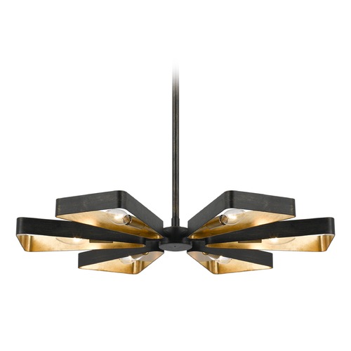 Mid-Century Modern Chandelier Bronze / Gold Luna by Crystorama Lighting