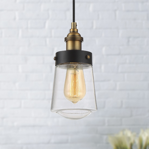 Macauley Black and Brass Mini Pendant by Savoy House