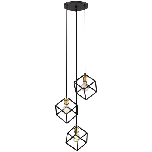 Z-Lite Vertical Bronze & Olde Brass Multi-Light Pendant by Z-Lite 478-3BRZ-OBR