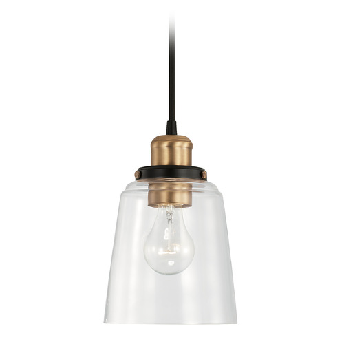 Capital Lighting Fallon 6-Inch Mini Pendant in Aged Brass & Black by Capital Lighting 3718AB-135