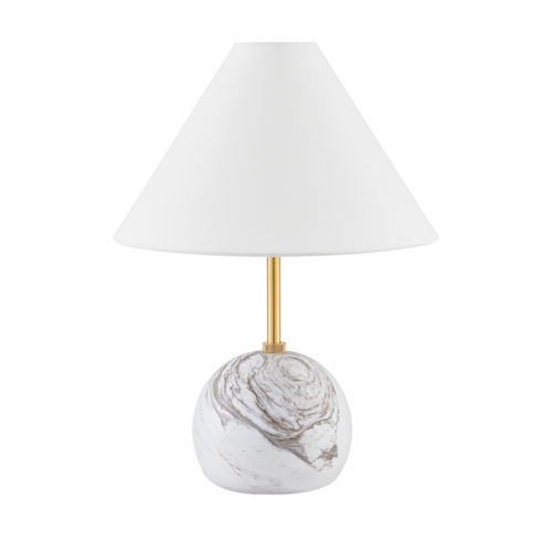Jewel Marble Table Lamp in Aged Brass by Mitzi by Hudson Valley