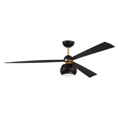 Craftmade Lighting Craftmade Lighting Otto Flat Black & Satin Brass LED Ceiling Fan with Light OTT60FBSB3